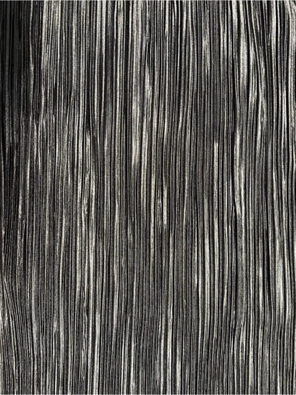 NWT Everleigh XL Black Metallic Foil Pleated Midi Skirt Elastic Waist - Picture 5 of 13